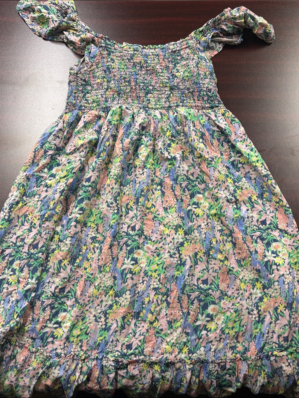 GAP Girls Floral Smocked Dress in Pink, Green & Blue